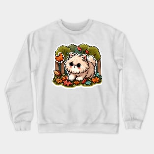 furry kittie in the woods Crewneck Sweatshirt